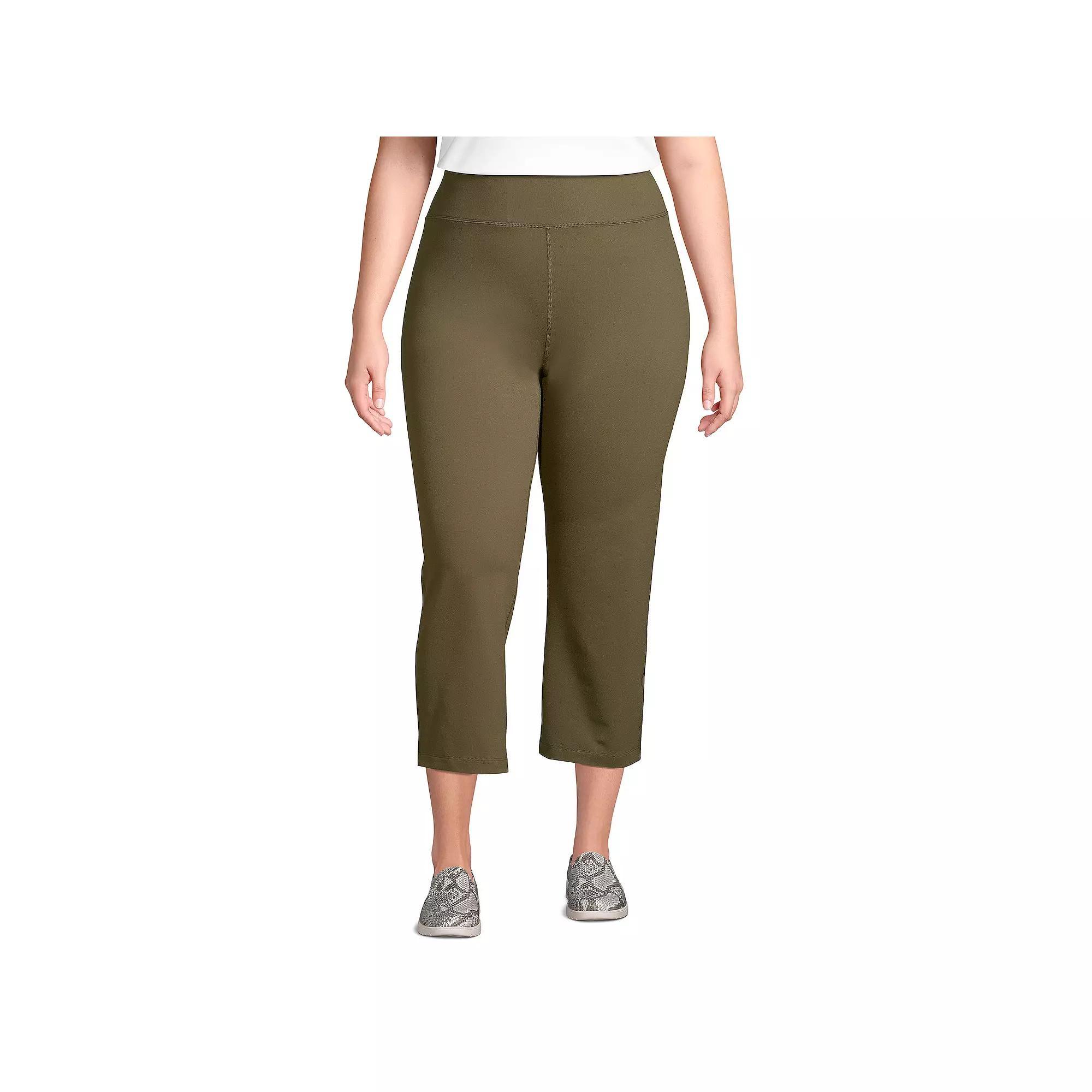 Plus Size Lands' End Active Crop Yoga Pants, Women's, Size: 2XL, Green Moss Product Image
