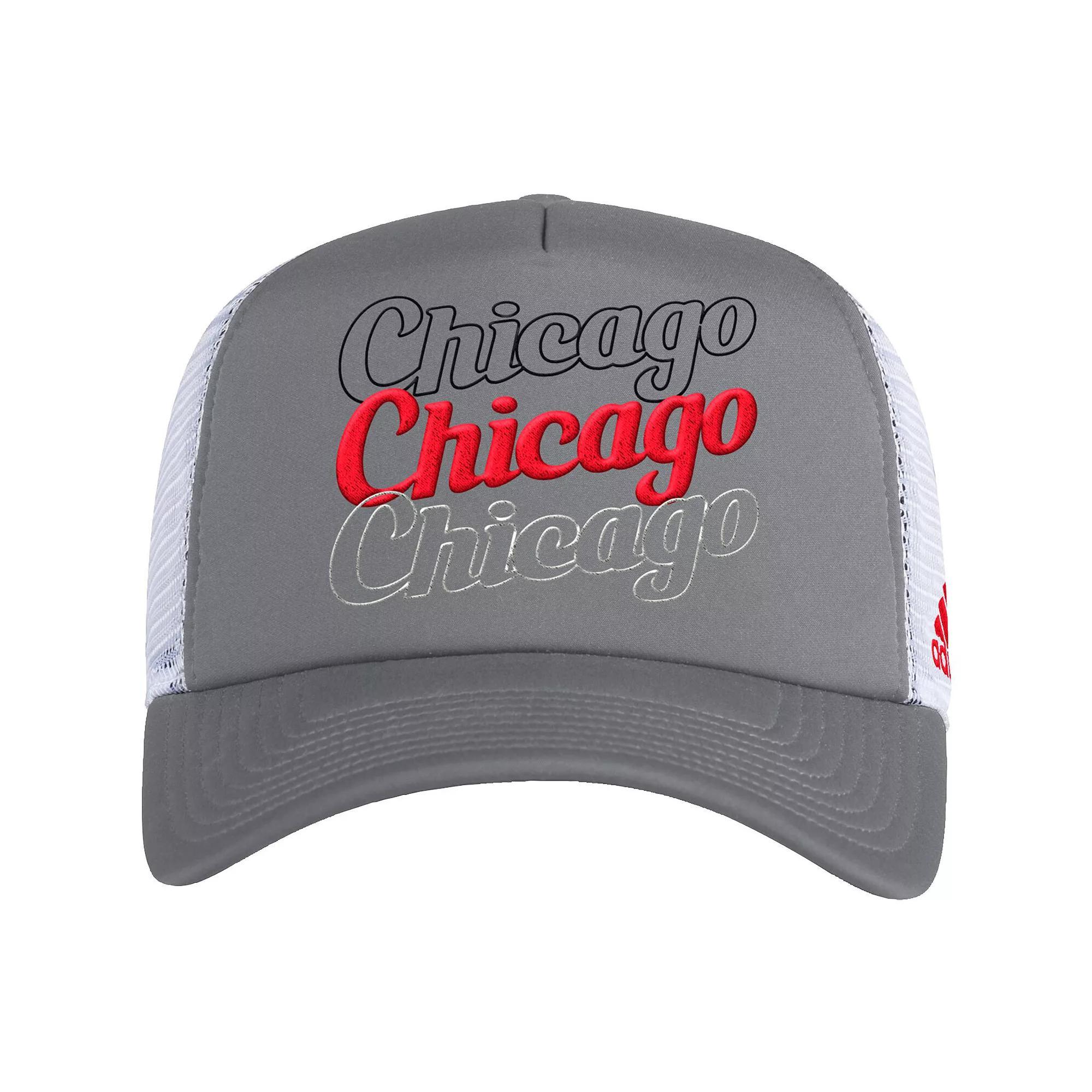 Womens adidas Gray/White Chicago Blackhawks Foam Trucker Snapback Hat Product Image