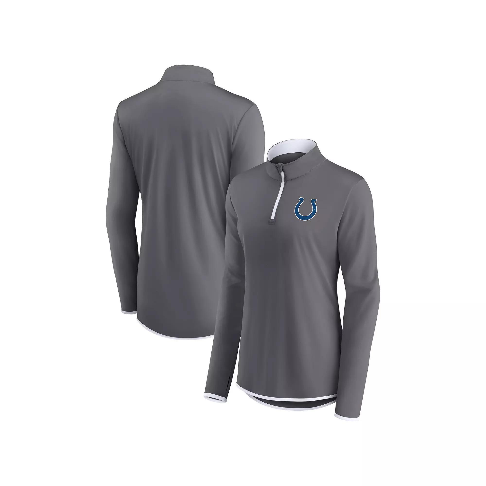 Women's Fanatics Branded  Gray Indianapolis Colts Corner Long Sleeve 1/4 Zip Top, Size: XS, Grey Product Image