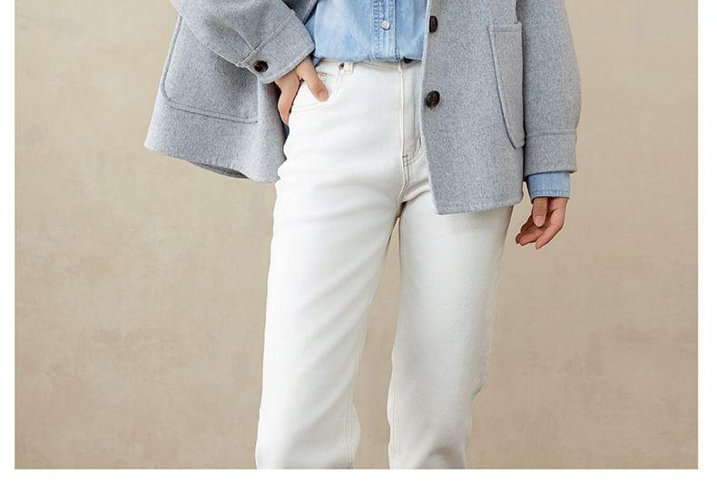 Plain Hood Button Short Coat Product Image