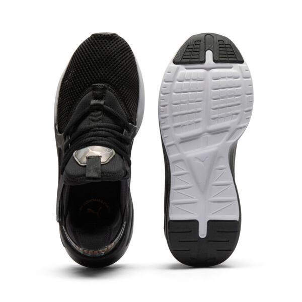 PUMA Softride Enzo Evo Geode Glow Womens Wide Sneakers in Black/Gold Product Image