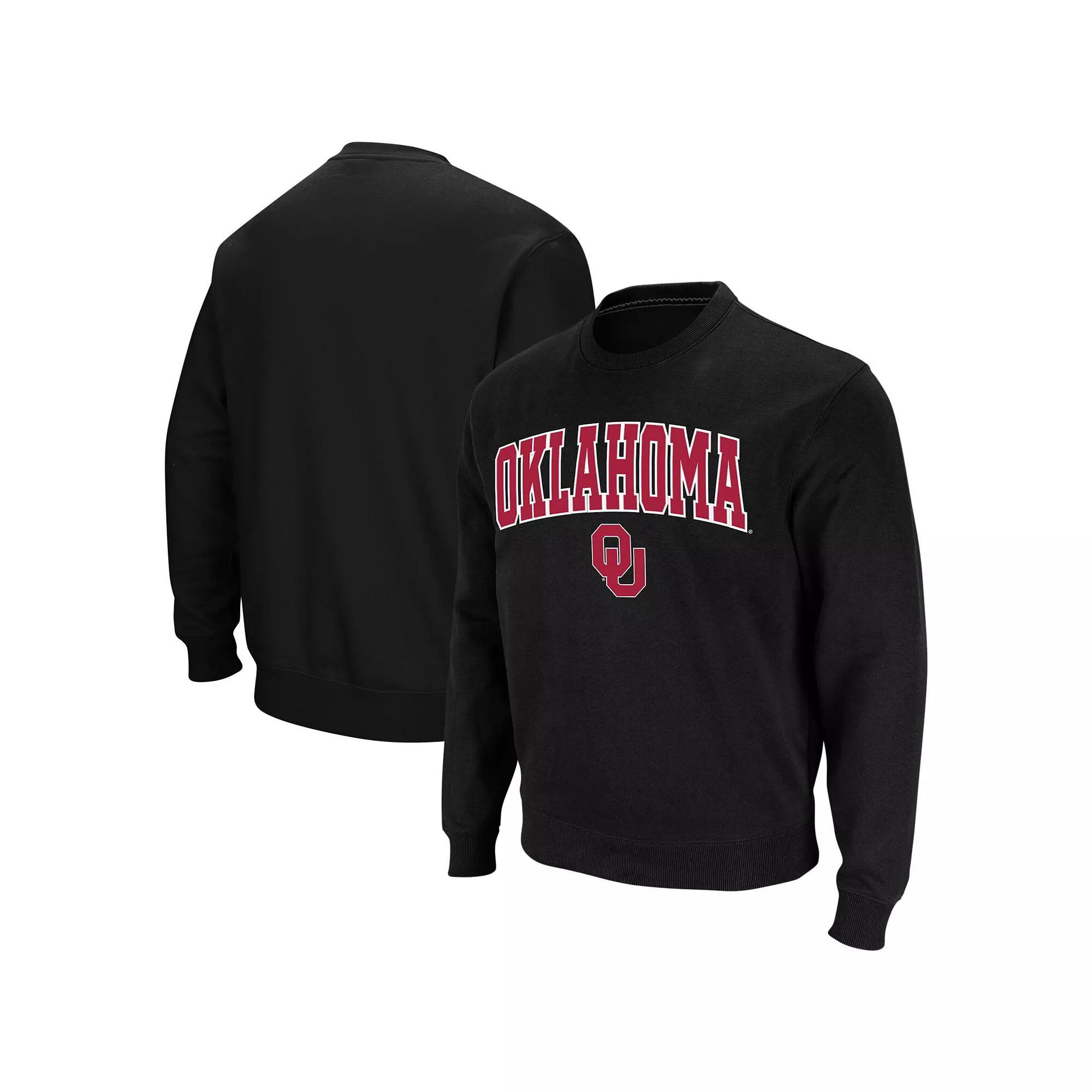 Men's Colosseum Black Oklahoma Sooners Arch & Logo Crew Neck Sweatshirt, Size: 2XL Product Image