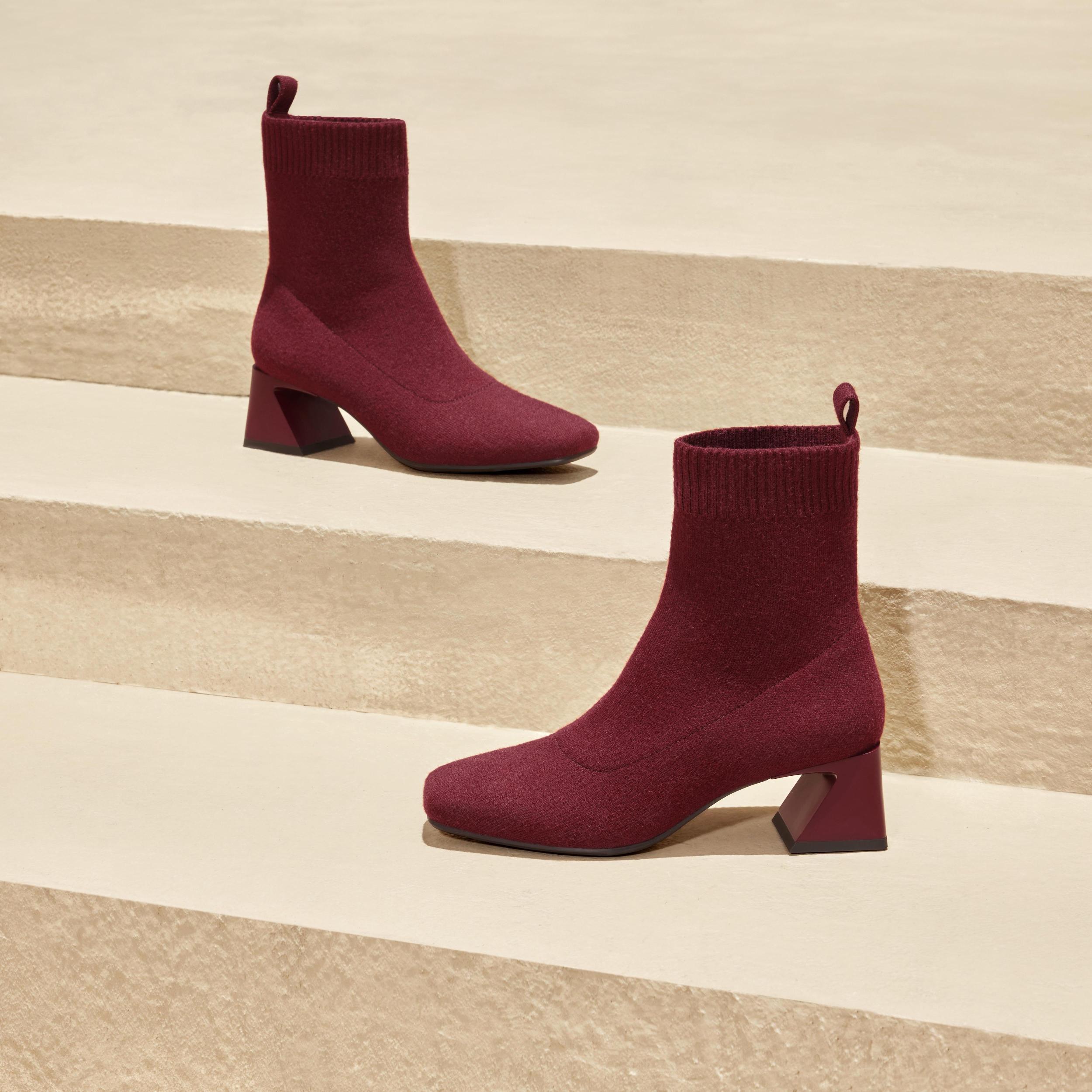 Square-Toe Water-Repellent Heeled Boots (Rafaella) Product Image