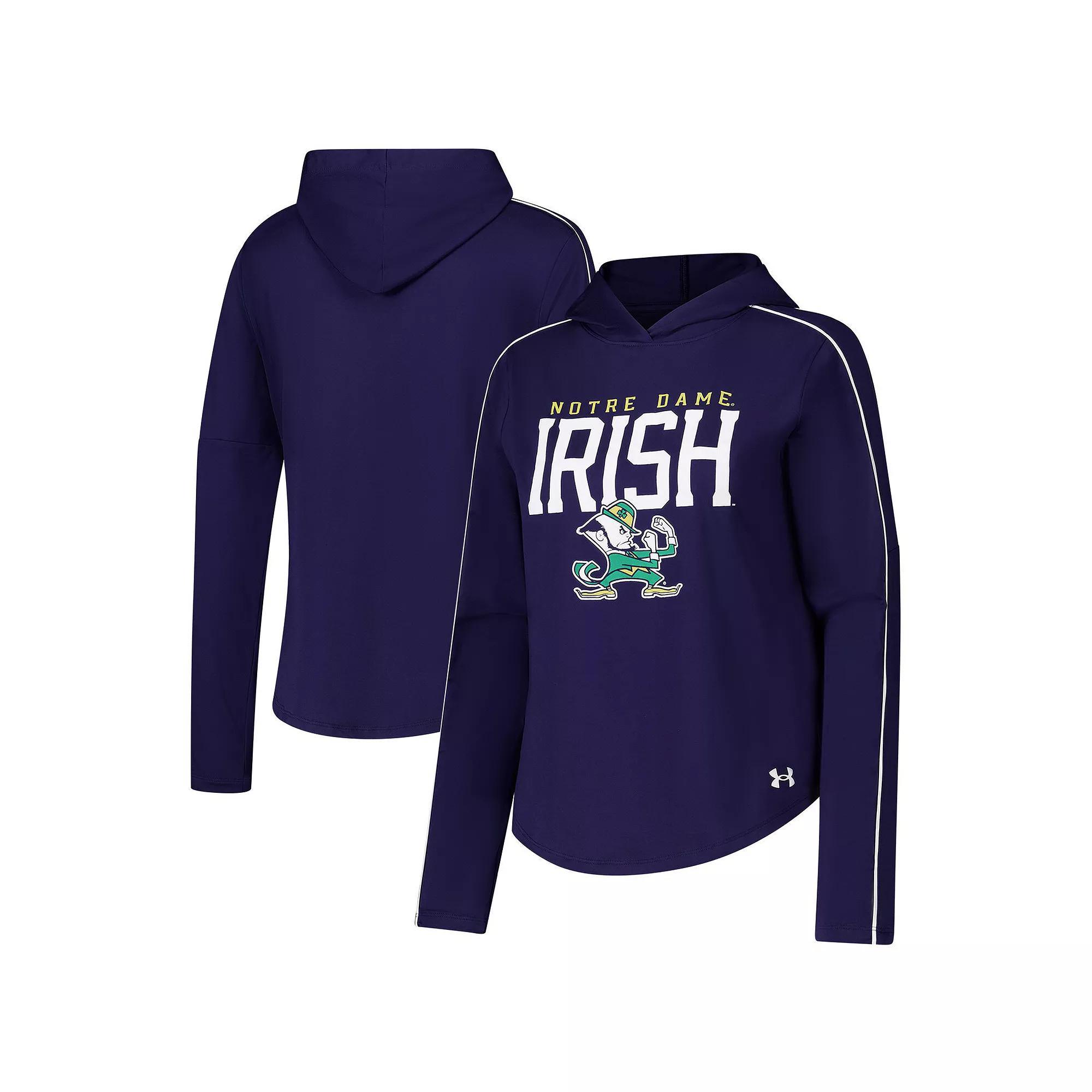 Women's Under Armour Navy Notre Dame Fighting Irish Gameday Knockout Long Sleeve Hooded T-Shirt, Size: Medium, Blue Product Image