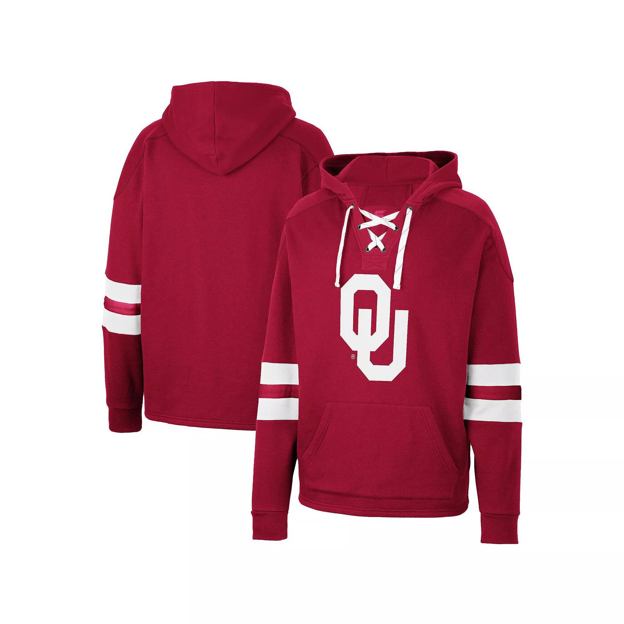 Men's Colosseum Crimson Oklahoma Sooners Lace-Up 4.0 Pullover Hoodie, Size: Small, Red Product Image