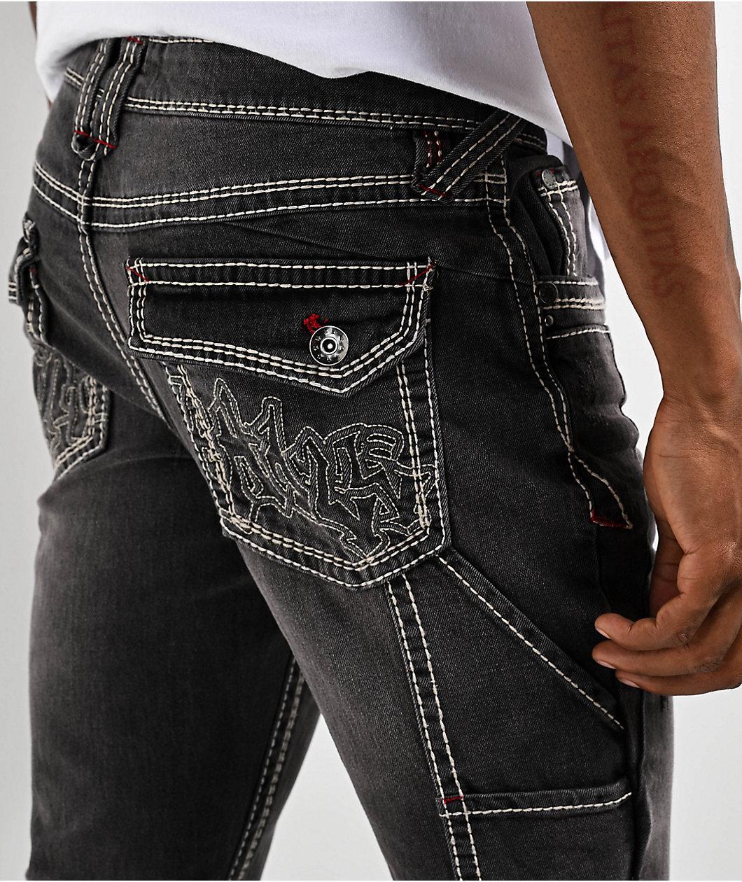 Ninth Hall Rogue Tapered Printed Smoke Skinny Jeans Product Image