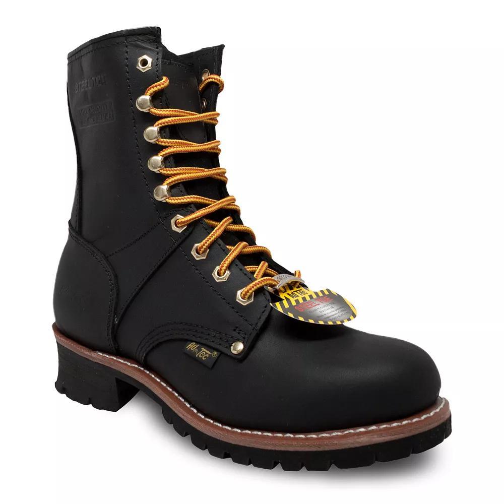 AdTec 1428 Men's Water Resistant Steel Toe Logger Work Boots, Size: 6 Wide, Black Product Image