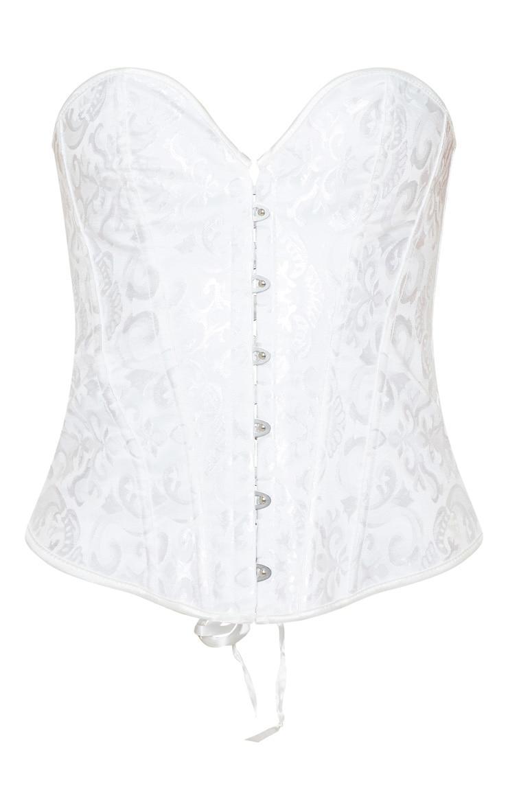 White Front Ribbon Hook & Eye Corset Set  Product Image