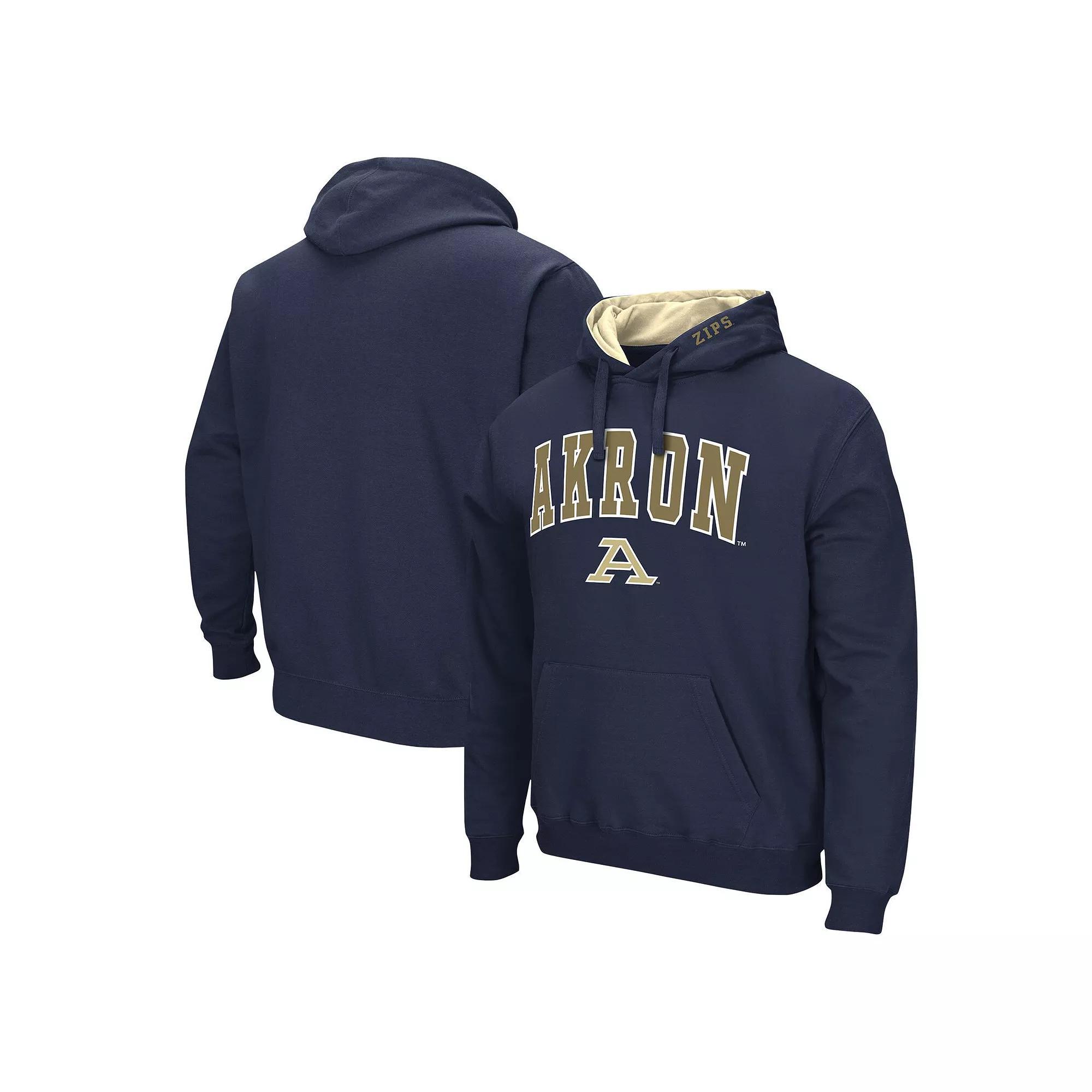 Men's Colosseum  Navy Akron Zips Arch & Logo Pullover Hoodie, Size: Medium, Akr Blue Product Image