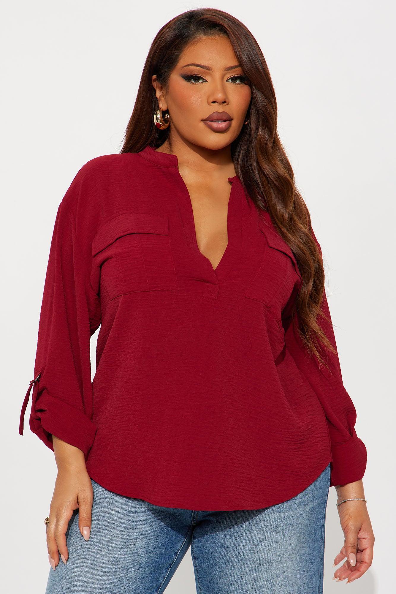 Solange Blouse Top - Burgundy Product Image