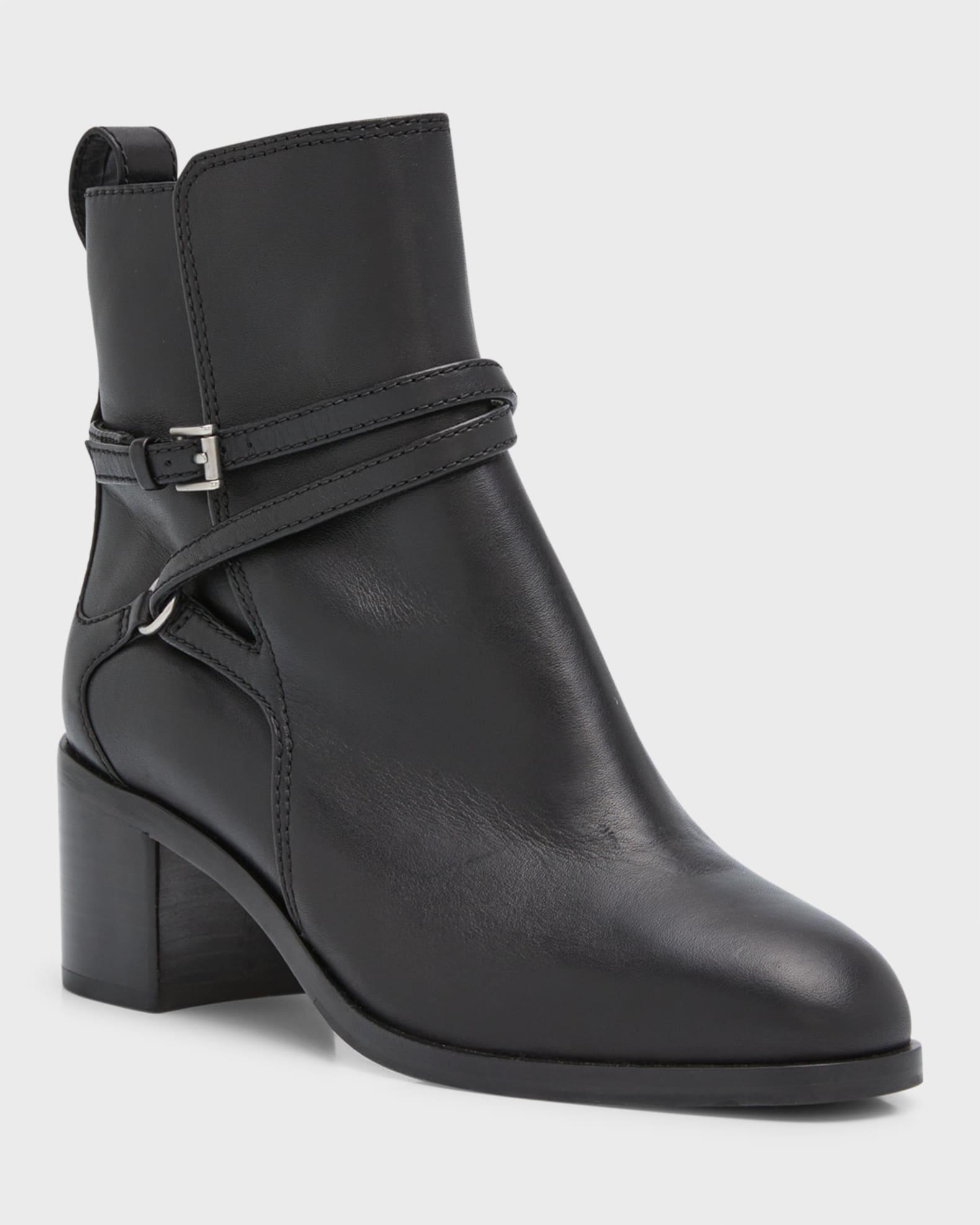 Hazel Leather Buckle Ankle Booties Product Image