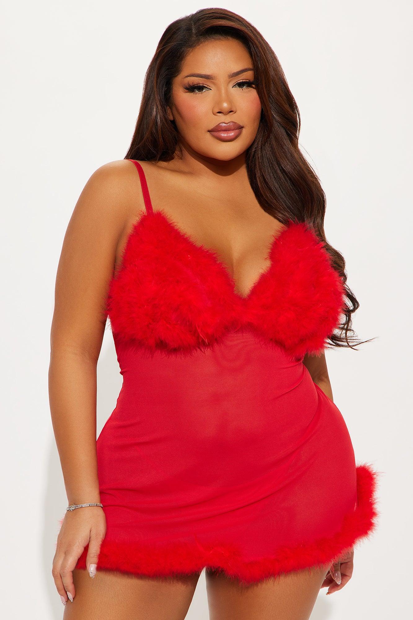 Sweet Lust Feather Babydoll - Red Product Image