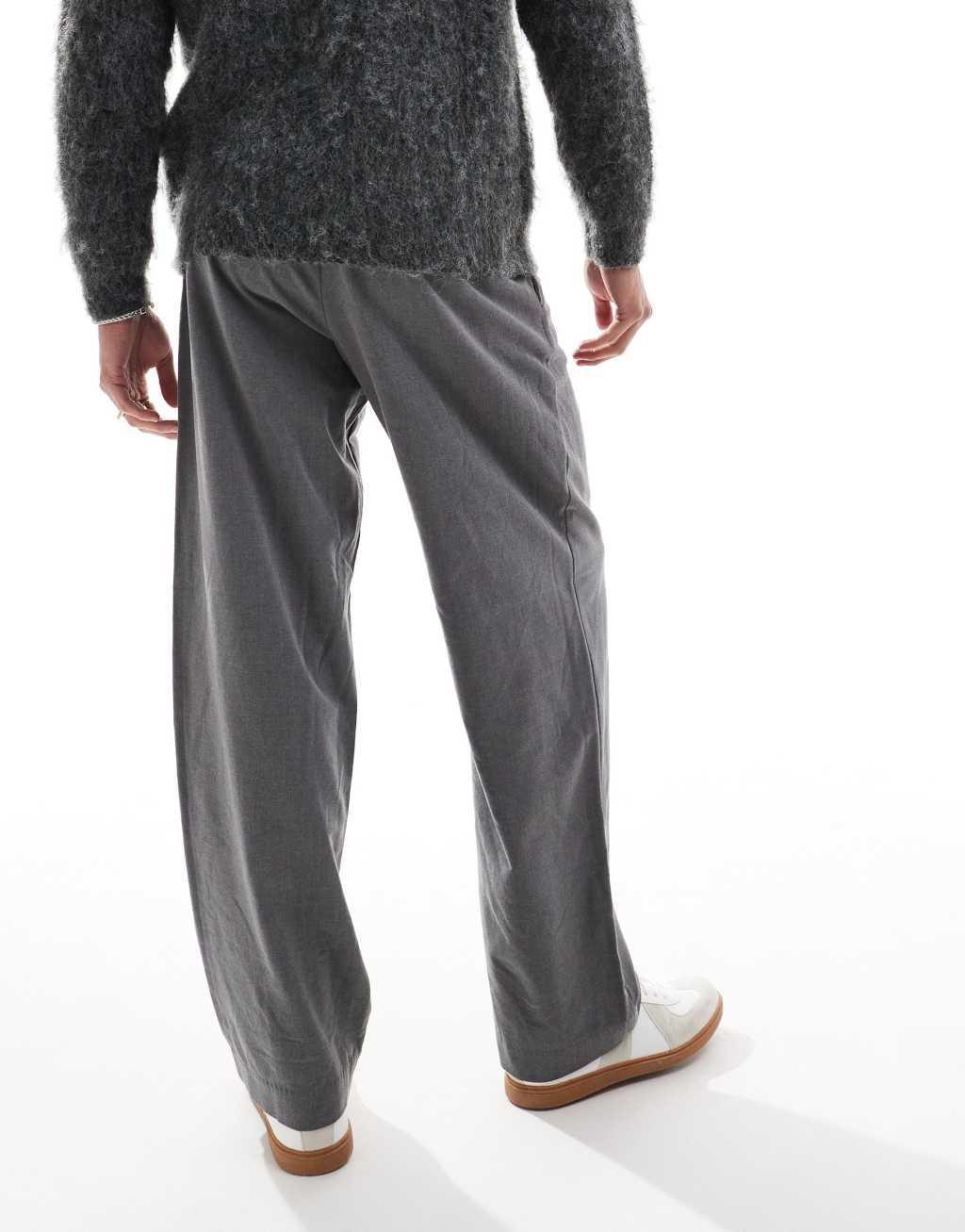 Jack & Jones Bill wide fit smart pants with pleat front in gray Product Image