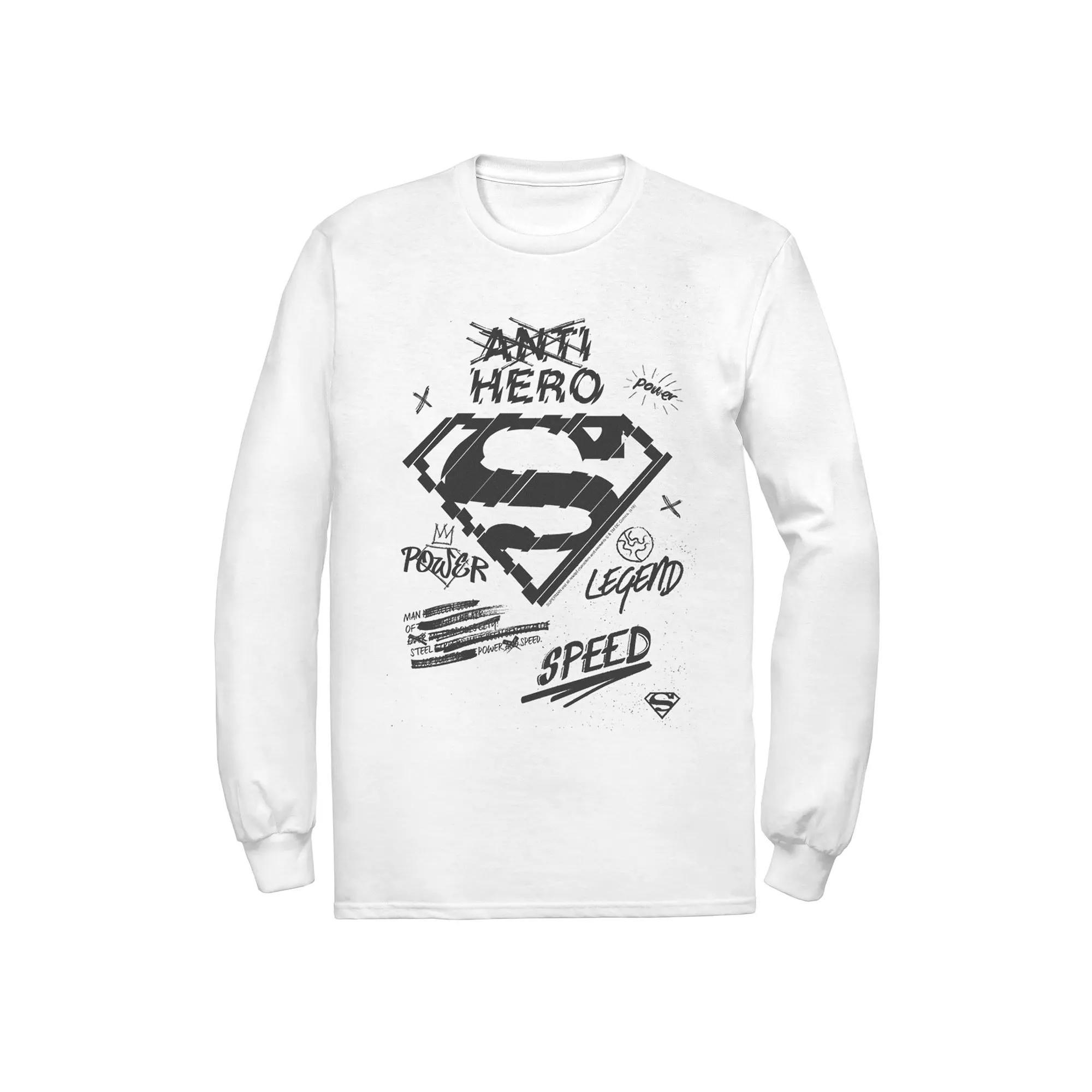 Men's DC Comics Superman Sketched Chest Logo Tee, Size: XXL, White Product Image