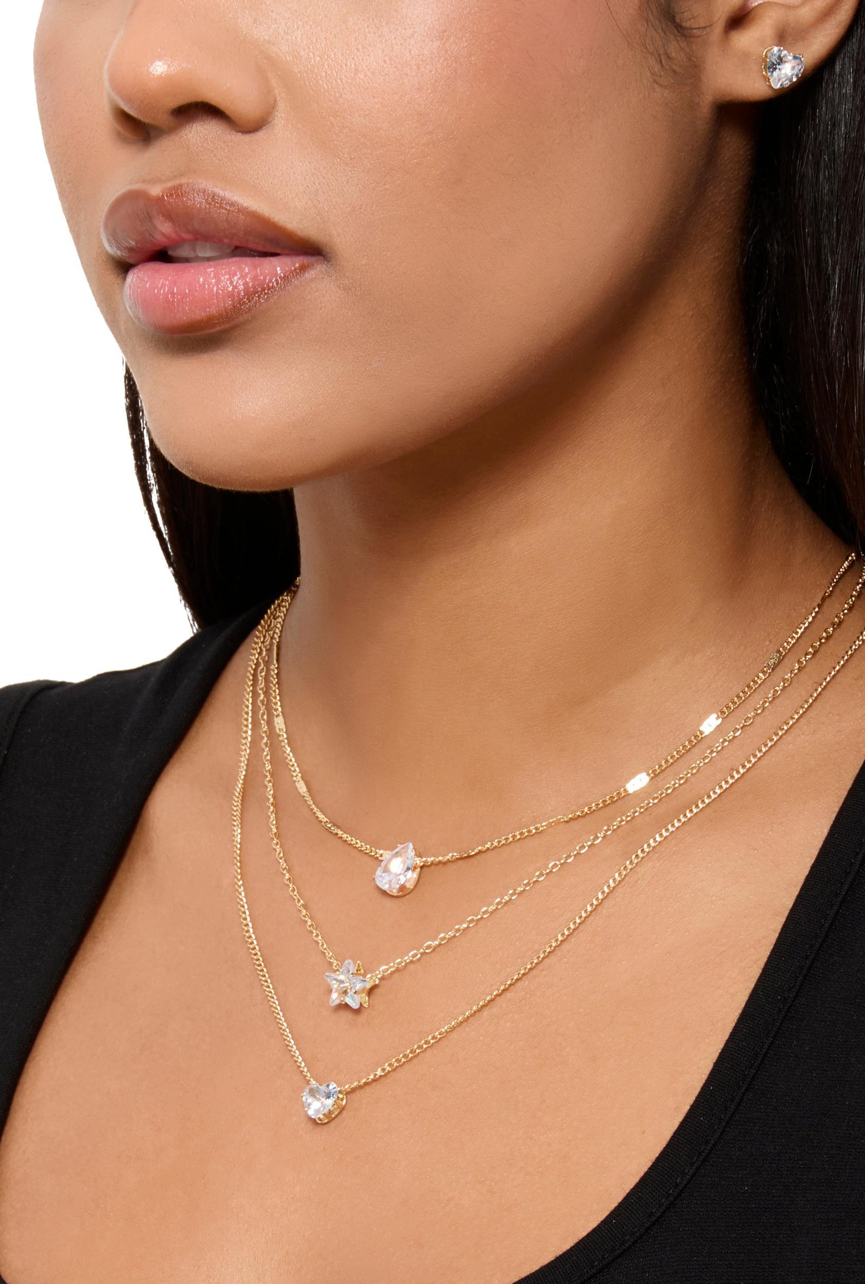 Cubic Zirconia Stud and Hoop Earrings Set of 6 Female Product Image