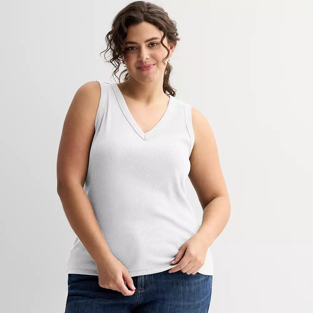 Plus Size Sonoma Goods For Life® Ribbed V-Neck Tank Top, Women's, Size: 4XL, Peri Phlox Product Image