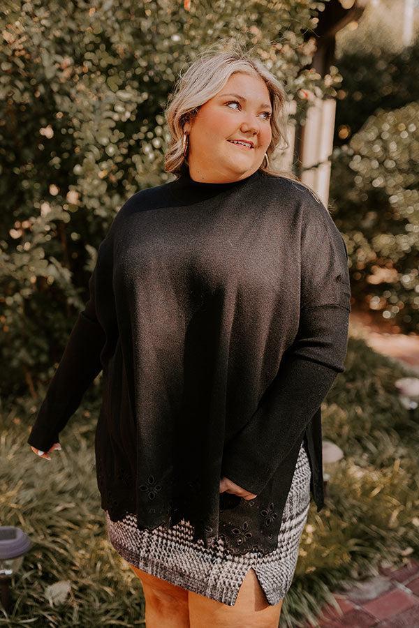 Kind Glance Eyelet Sweater in Black Curves Product Image