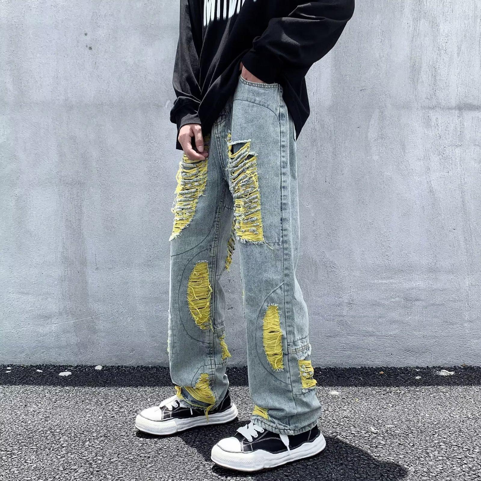 Sopula Men's Trendy Street Ripped Loose Straight Jeans Product Image