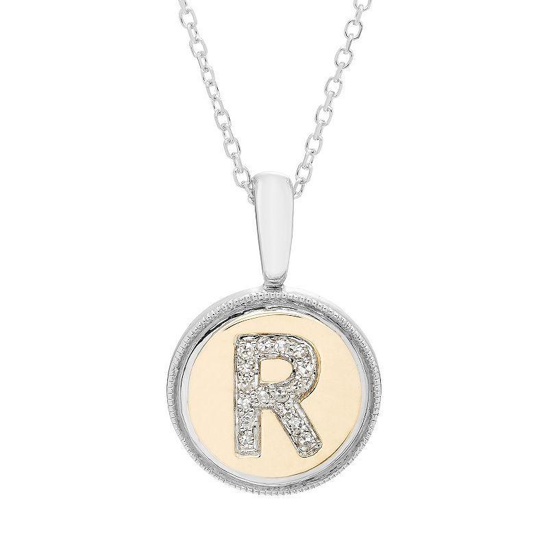 Its Personal 14k Gold Over Sterling Silver Diamond Accent Initial Pendant Necklace, Womens Two Tone H Product Image