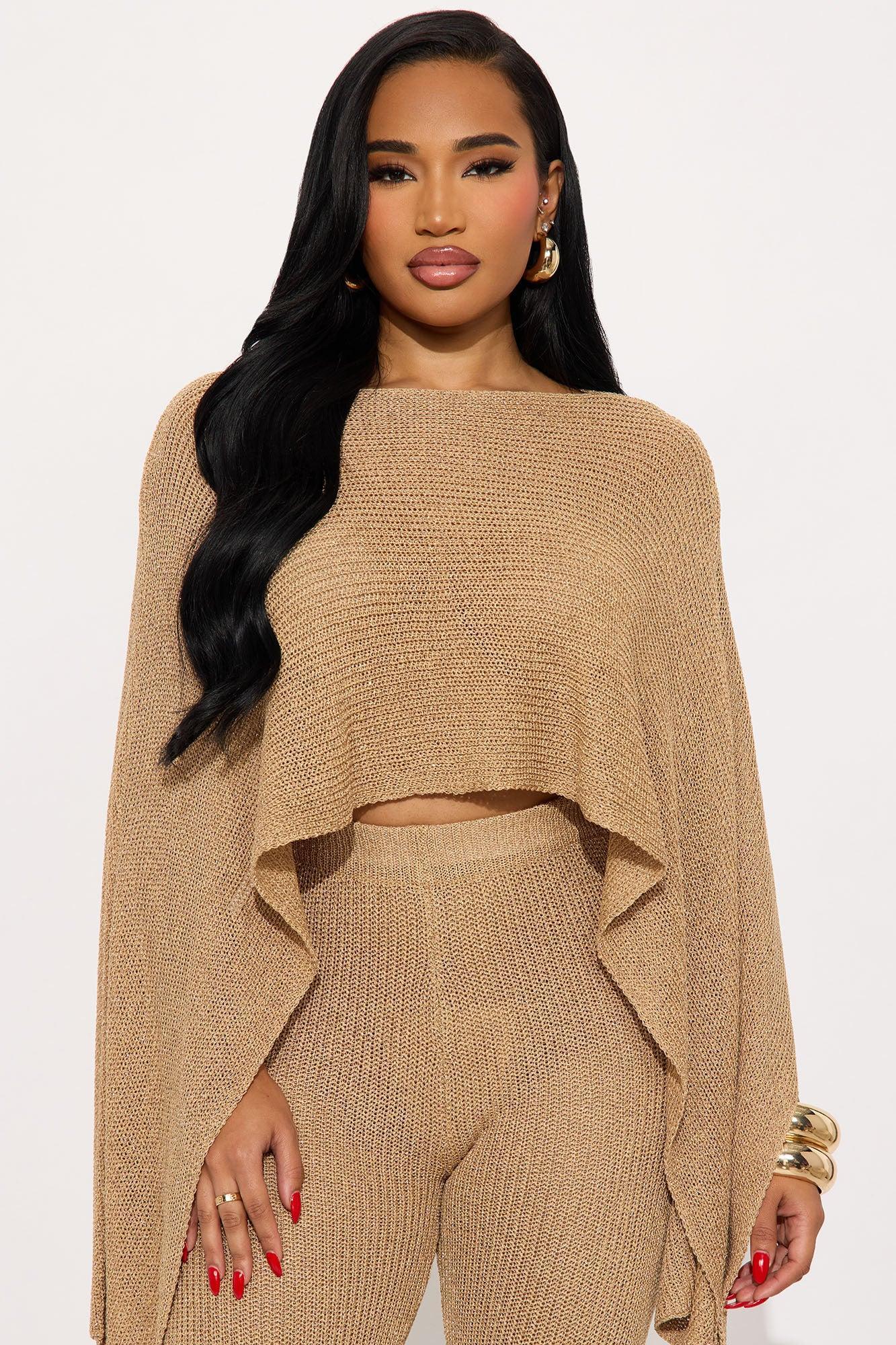 Glisten Up Metallic Knit Pant Set - Gold Product Image