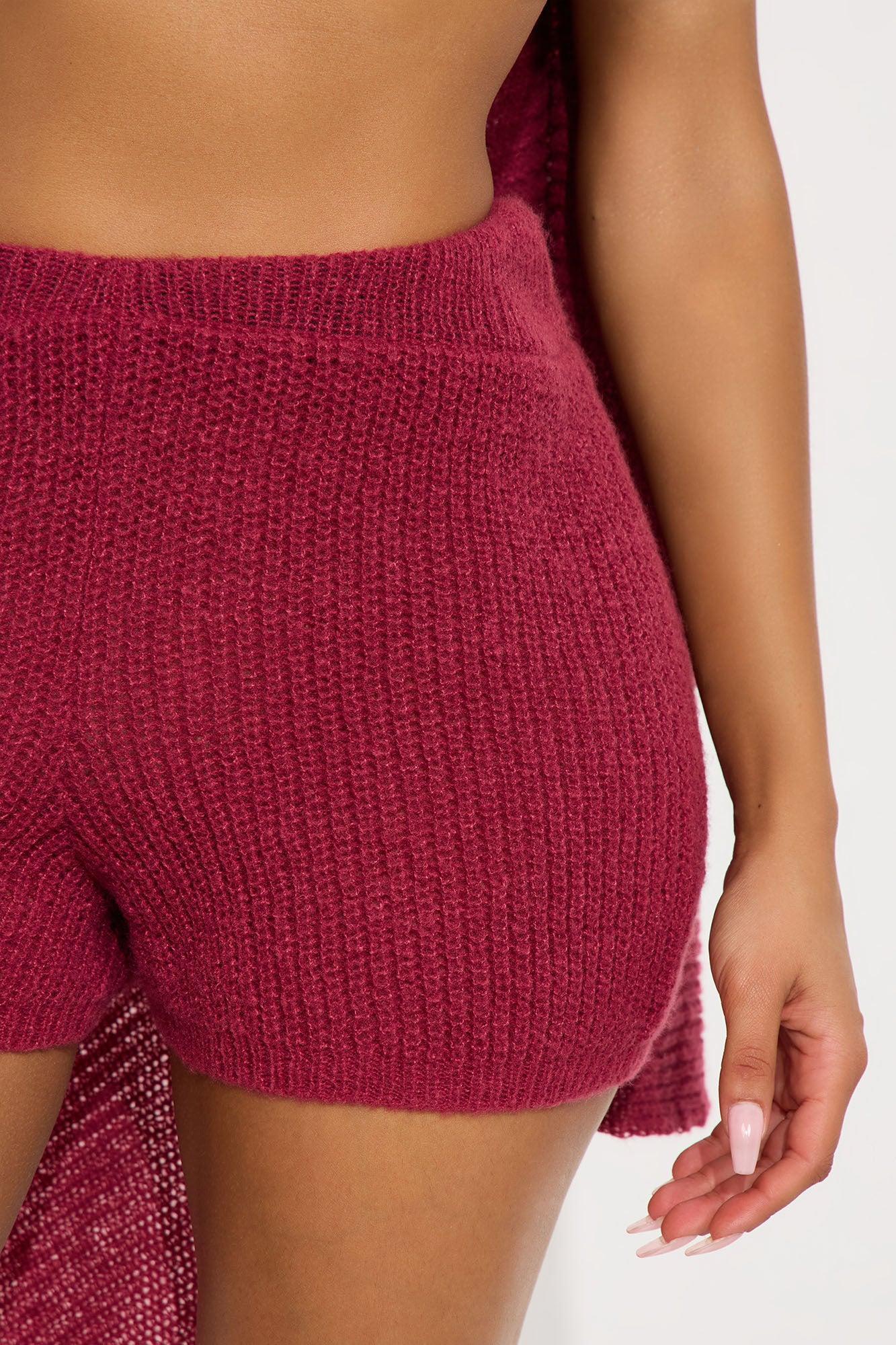 Always A Vibe Sweater Short Set - Wine Female Product Image