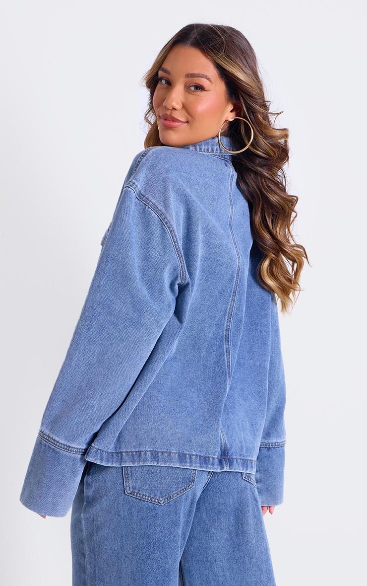 Vintage Blue Long Sleeve Slouchy Denim Rugby Shirt Product Image