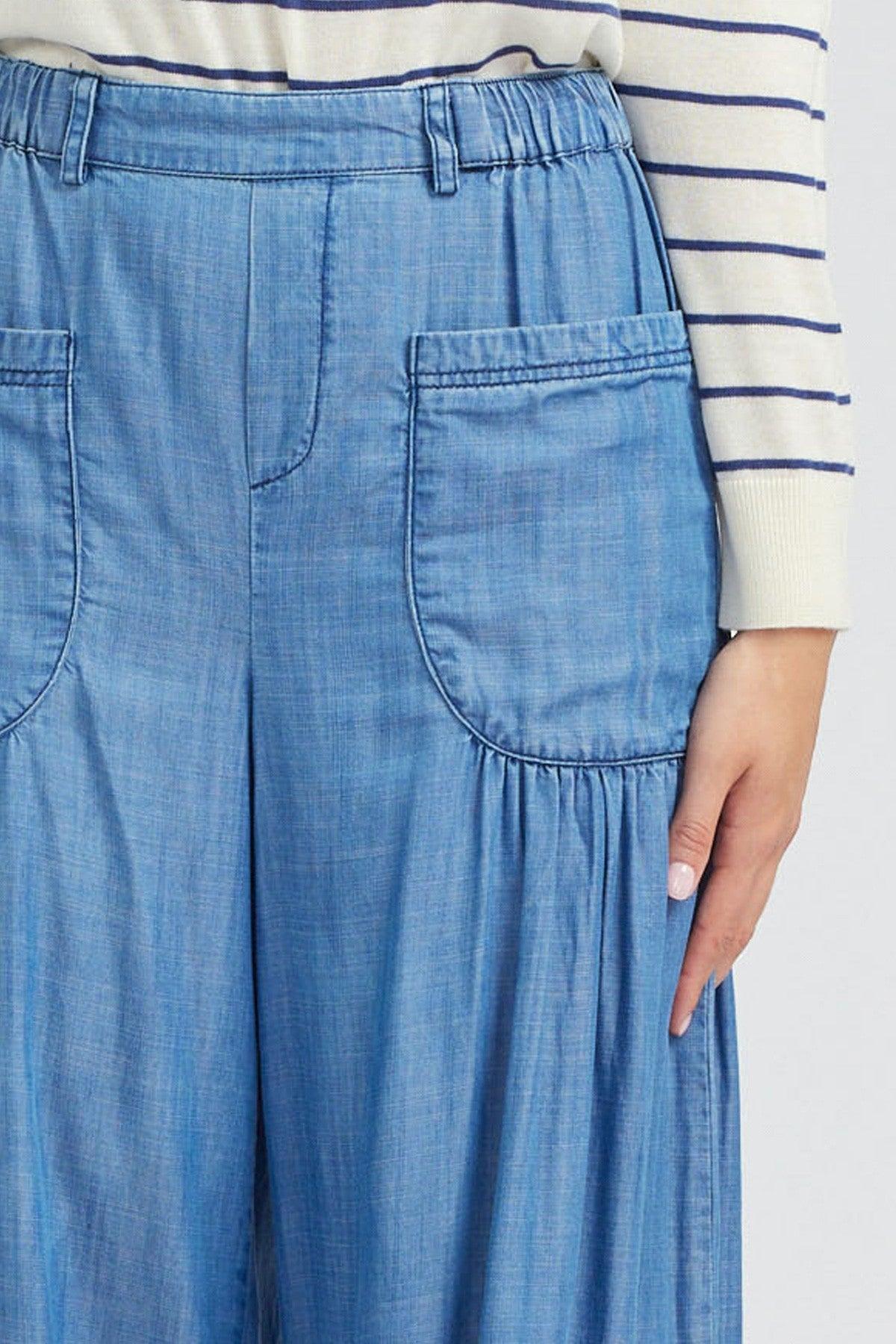 Chambray Wide Leg Pants Product Image