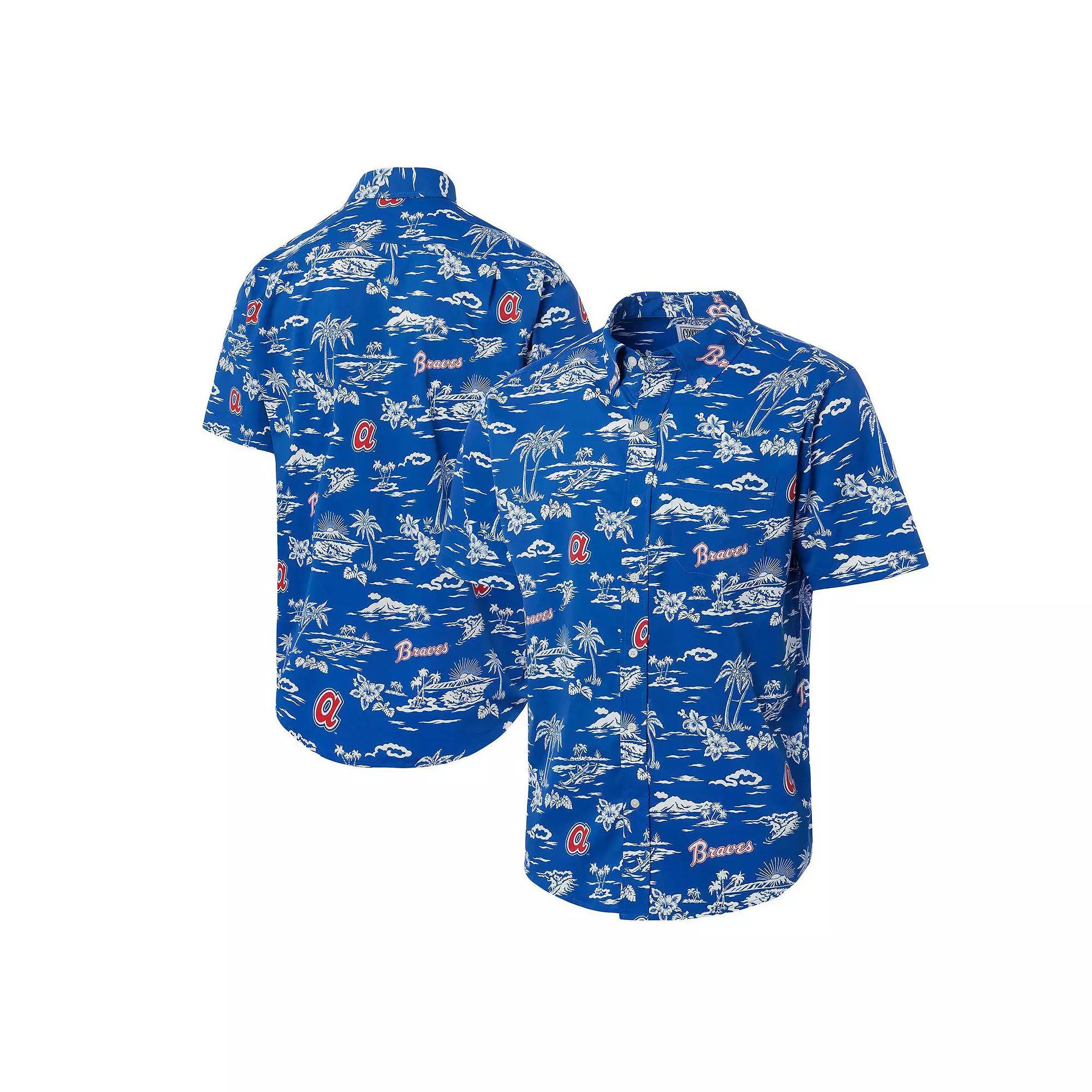 Men's Reyn Spooner Royal Atlanta Braves Cooperstown Collection Kekai Button-Down Shirt, Size: 2XL, Blue Product Image