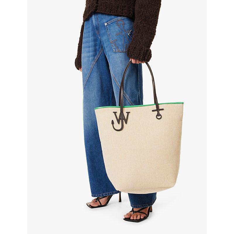 JW ANDERSON Anchor Logo Plaque Tote Bag In Beige Product Image