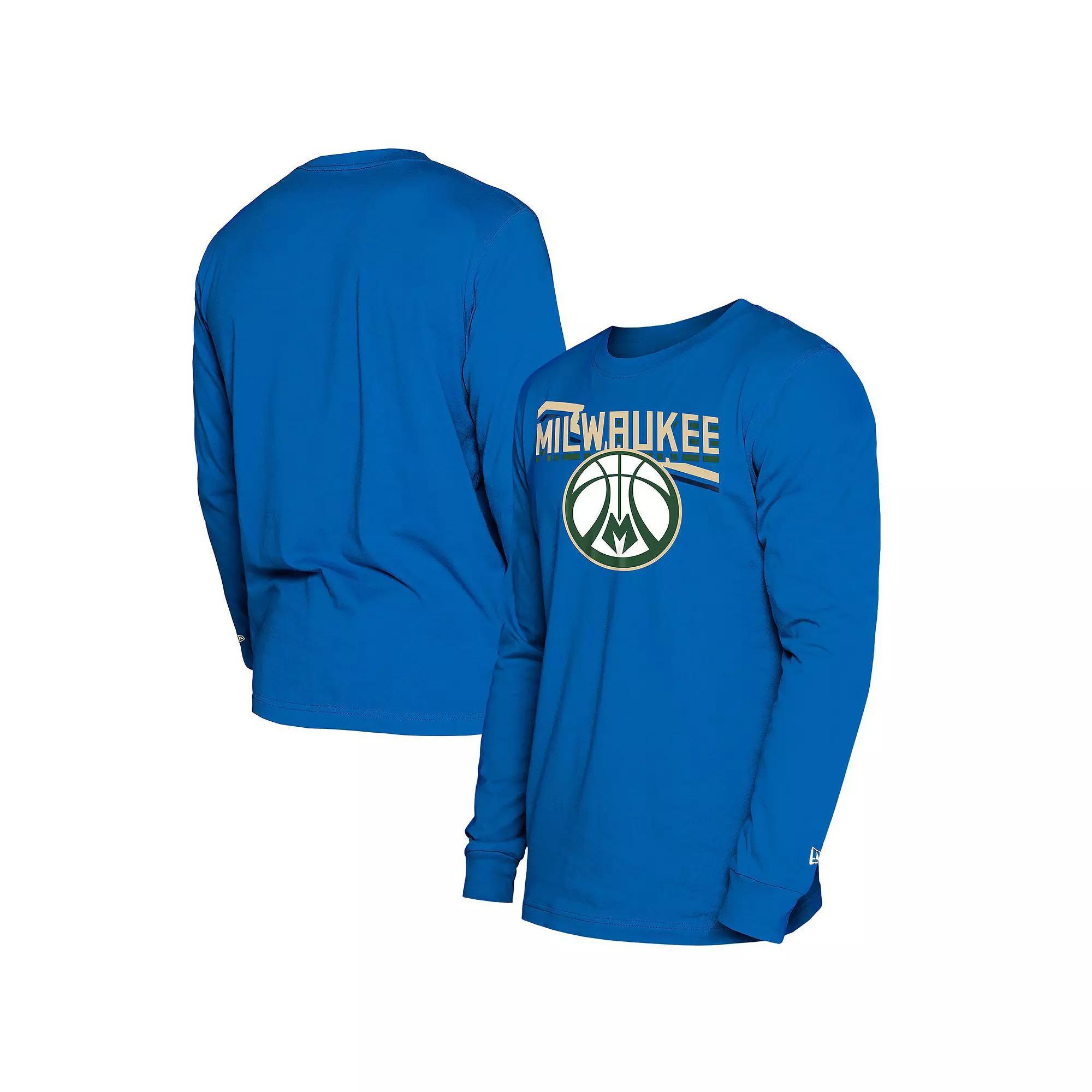 Men's New Era  Royal Milwaukee Bucks 2024/25 City Edition Long Sleeve T-Shirt, Size: Small, Blue Product Image