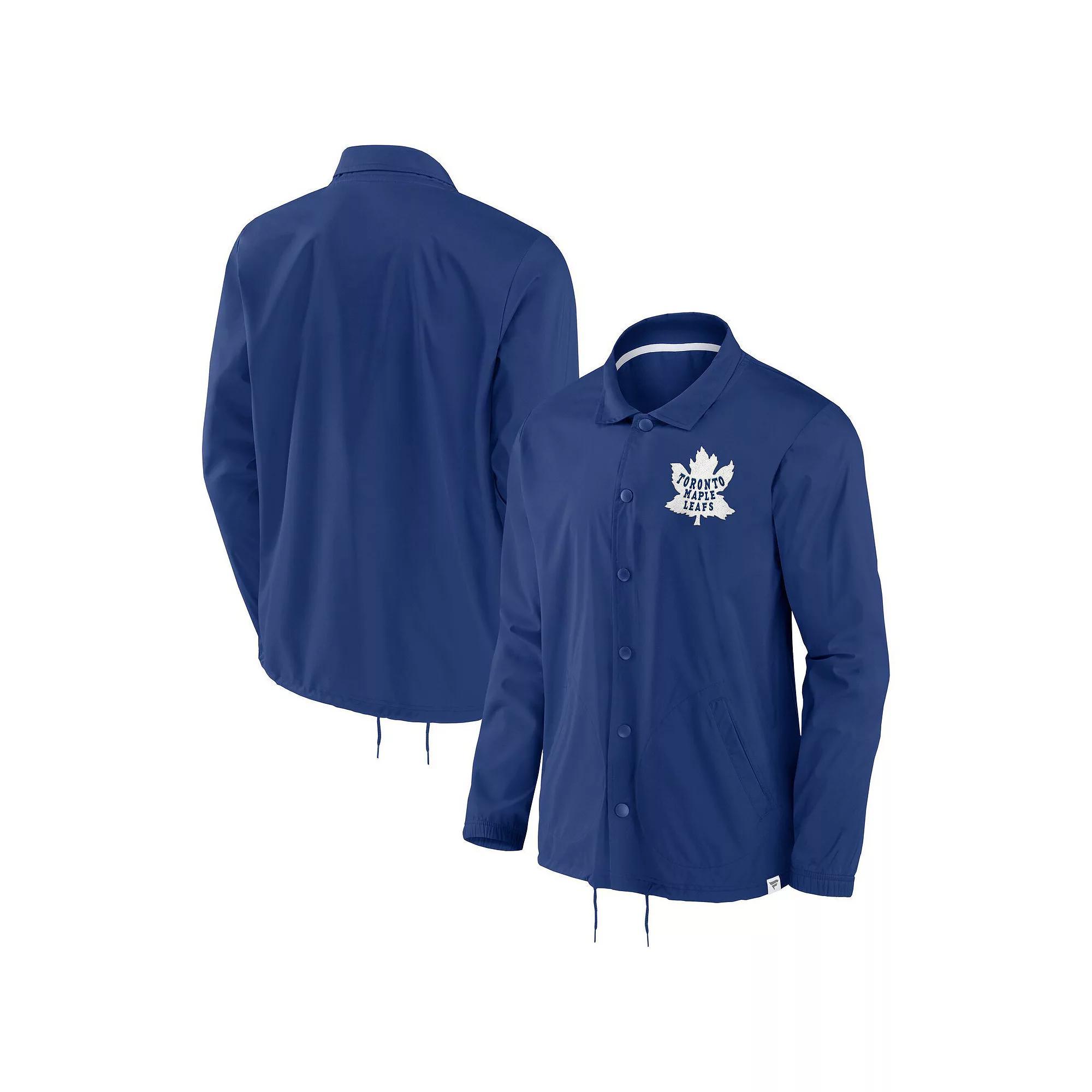 Mens Fanatics Blue Toronto Maple Leafs True Classics Varsity Coach Full-Snap Jacket Product Image
