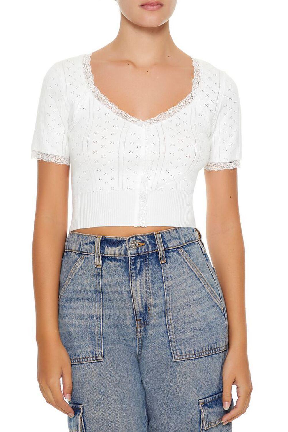 Pointelle Sweater-Knit Tee | Forever 21 Product Image
