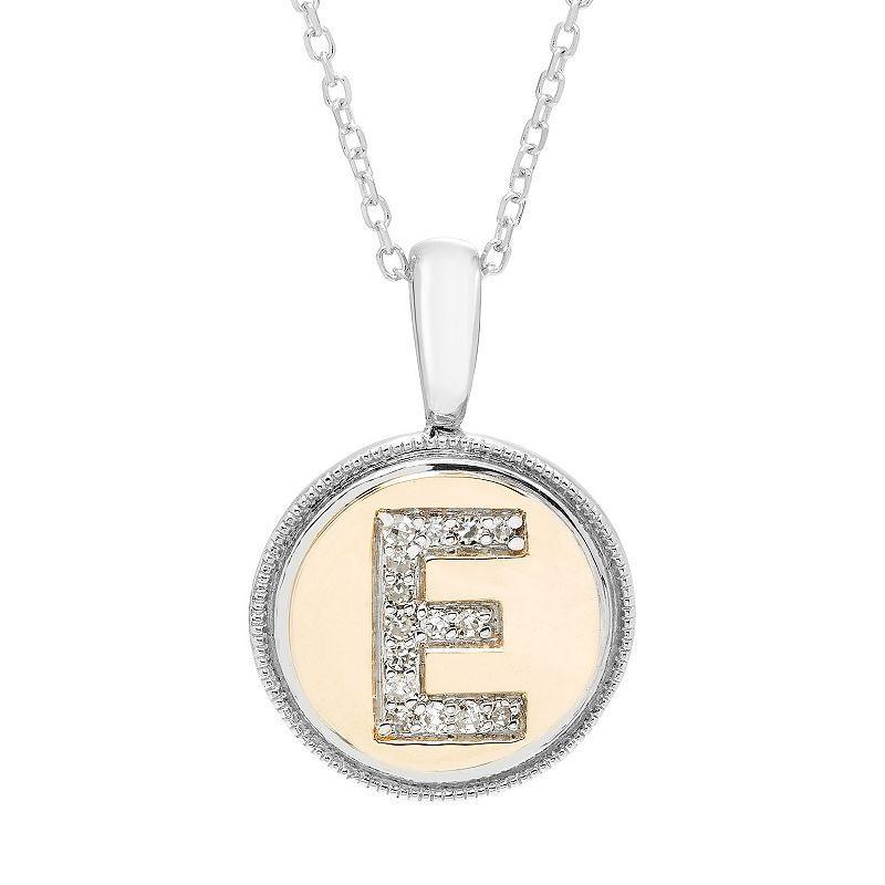 Its Personal 14k Gold Over Sterling Silver Diamond Accent Initial Pendant Necklace, Womens Two Tone H Product Image