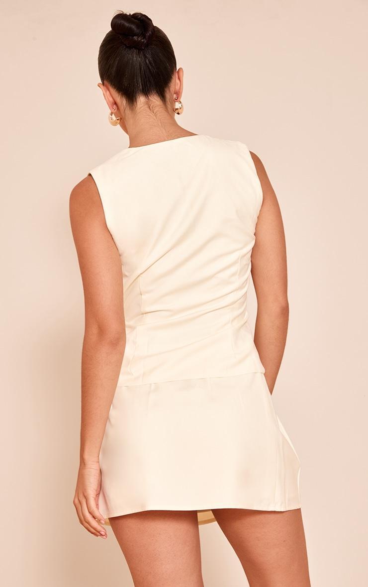 Cream Woven Trim Tie Waist Coat Product Image