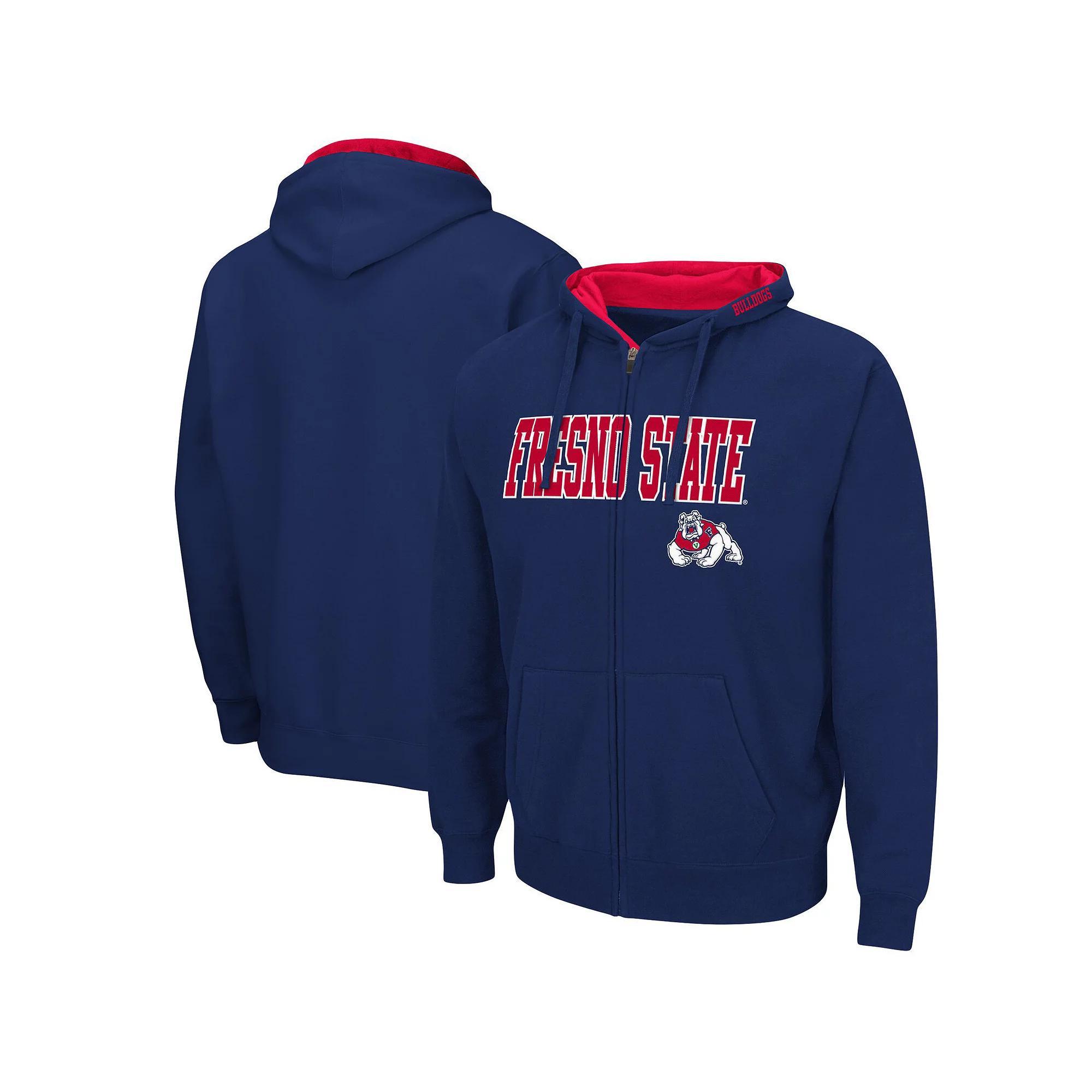 Men's Colosseum Navy Fresno State Bulldogs Arch & Logo 3.0 Full-Zip Hoodie, Size: Medium, Csf Blue Product Image