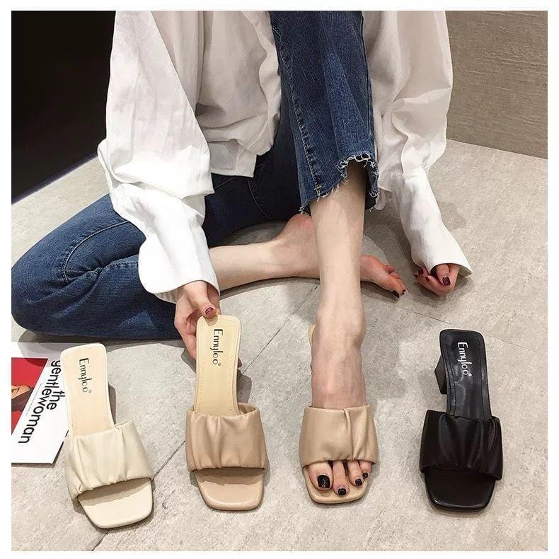 Block Heel Slide Sandals Product Image