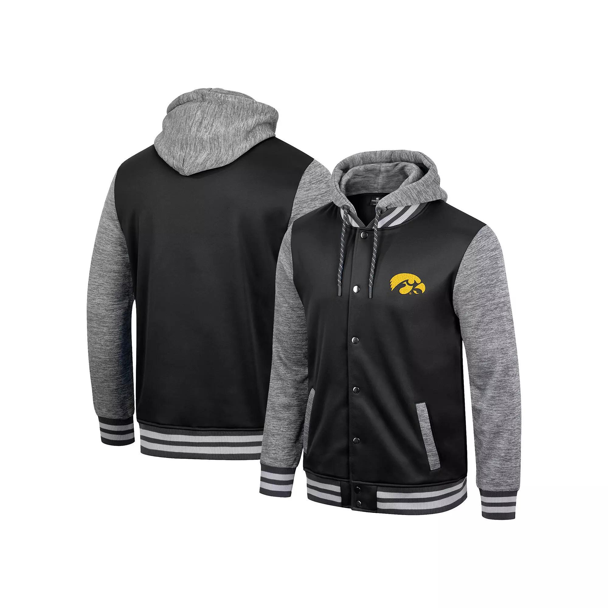 Men's Colosseum Black Iowa Hawkeyes Robinson Hoodie Full-Snap Jacket, Size: Large Product Image