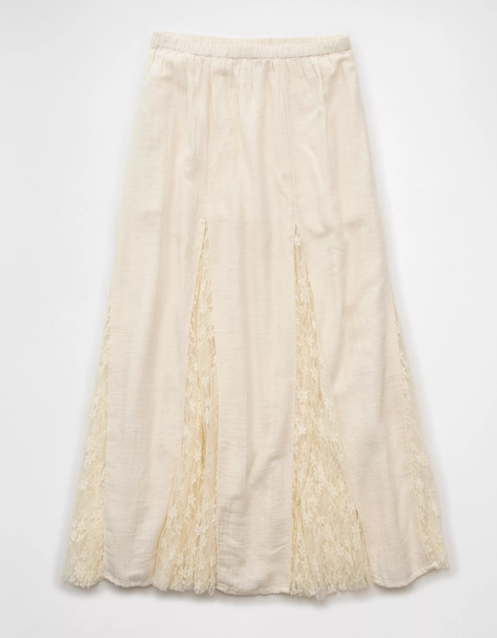 AE High-Waisted Lace Detail Maxi Skirt Product Image