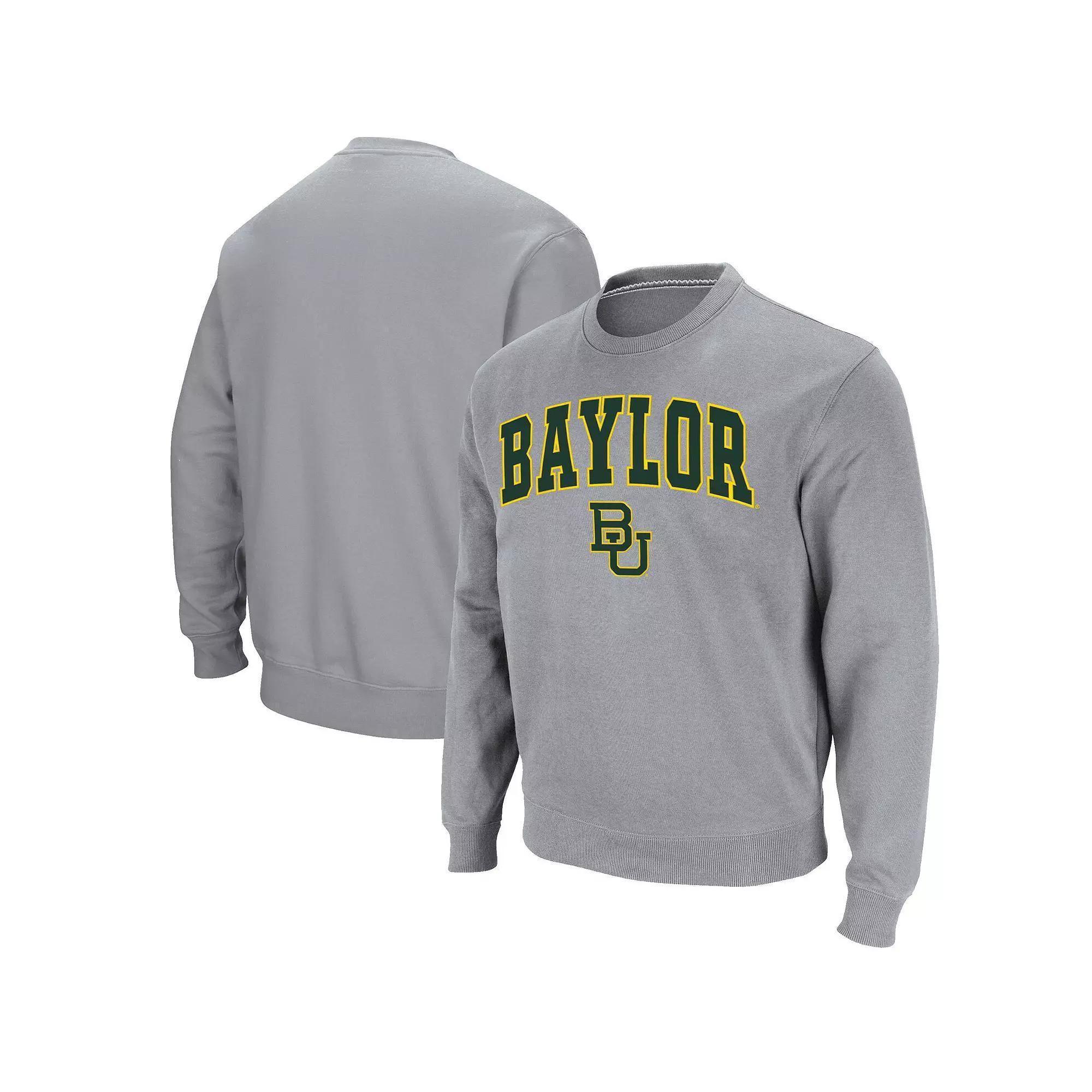 Men's Colosseum Heathered Gray Baylor Bears Arch & Logo Pullover Sweatshirt, Size: Large, Bay Grey Product Image