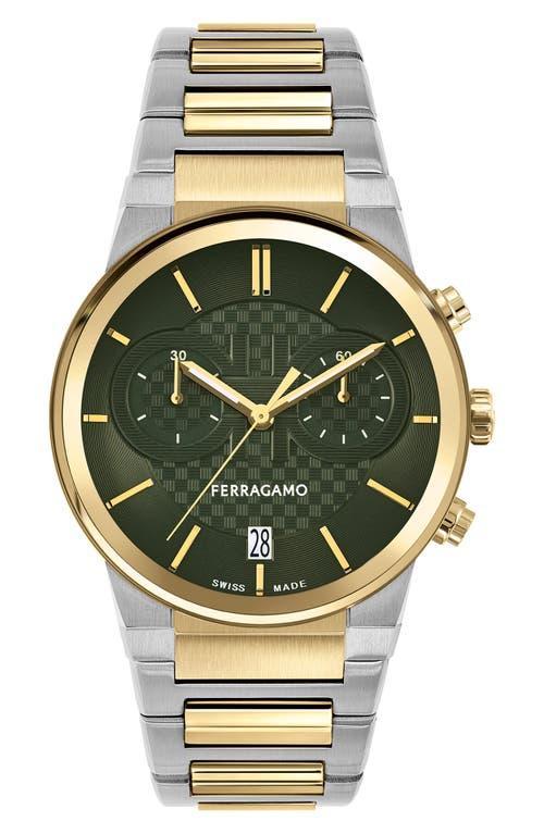 Mens 41mm Ferragamo Sapphire Chrono Watch with Bracelet Strap Product Image