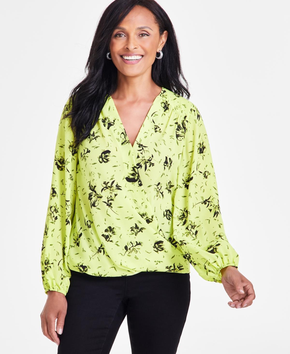 I.n.c. International Concepts Womens Printed Surplice Top, Xs-3X, Created for Macys Product Image