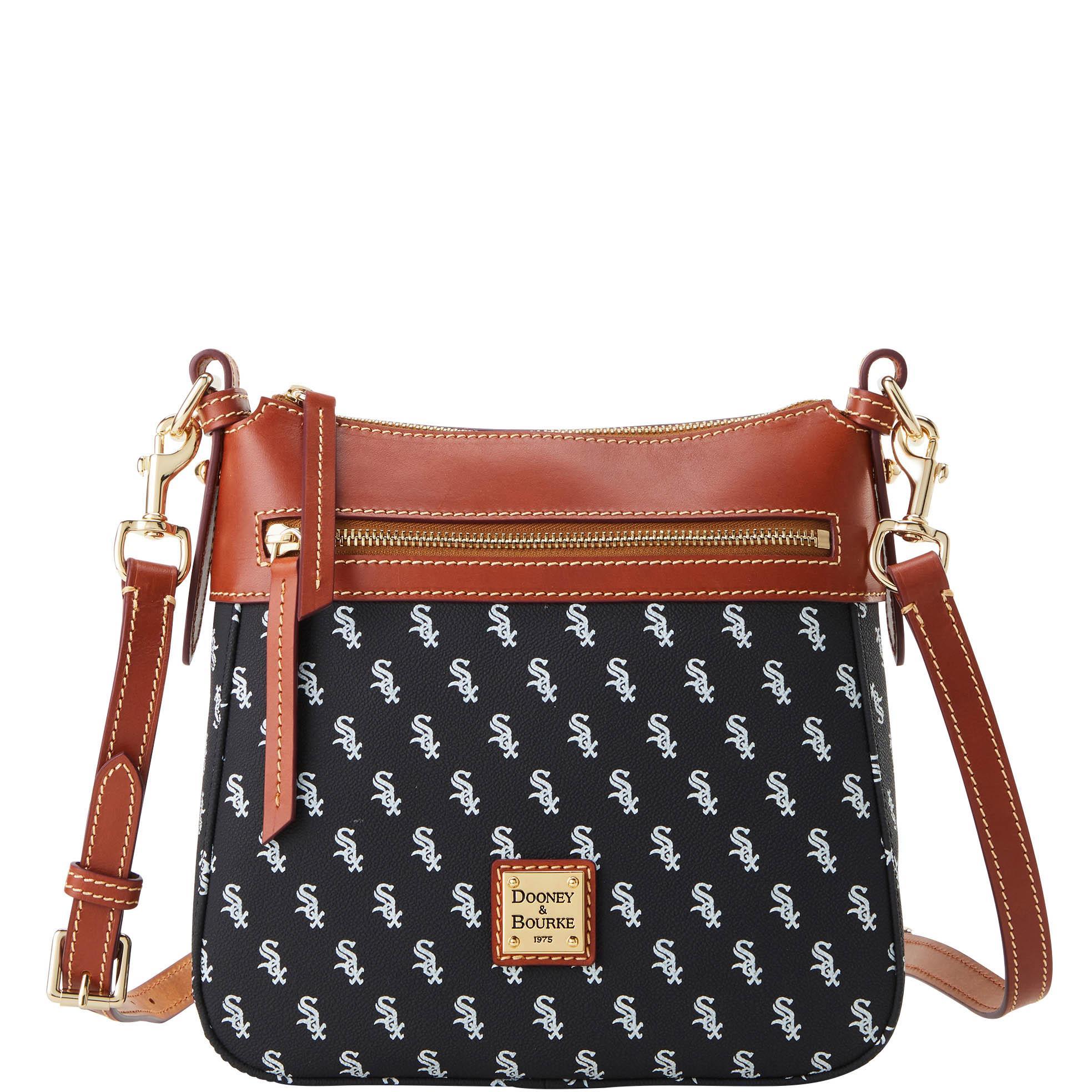 Dooney & Bourke Womens MLB White Sox Coated Cotton Crossbody 25 Bag in Black Product Image