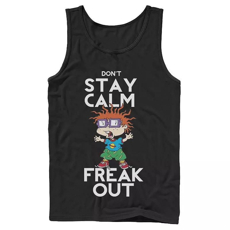 Men's Nickelodeon Rugrats Chuckie Don't Stay Calm Freak Out Graphic Tank Top, Size: Large, Black Product Image