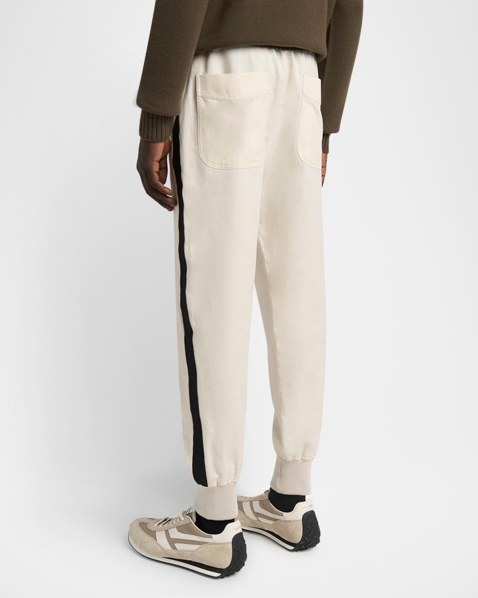 Men's Cotton and Silk Twill Side-Stripe Jogger Pants Product Image