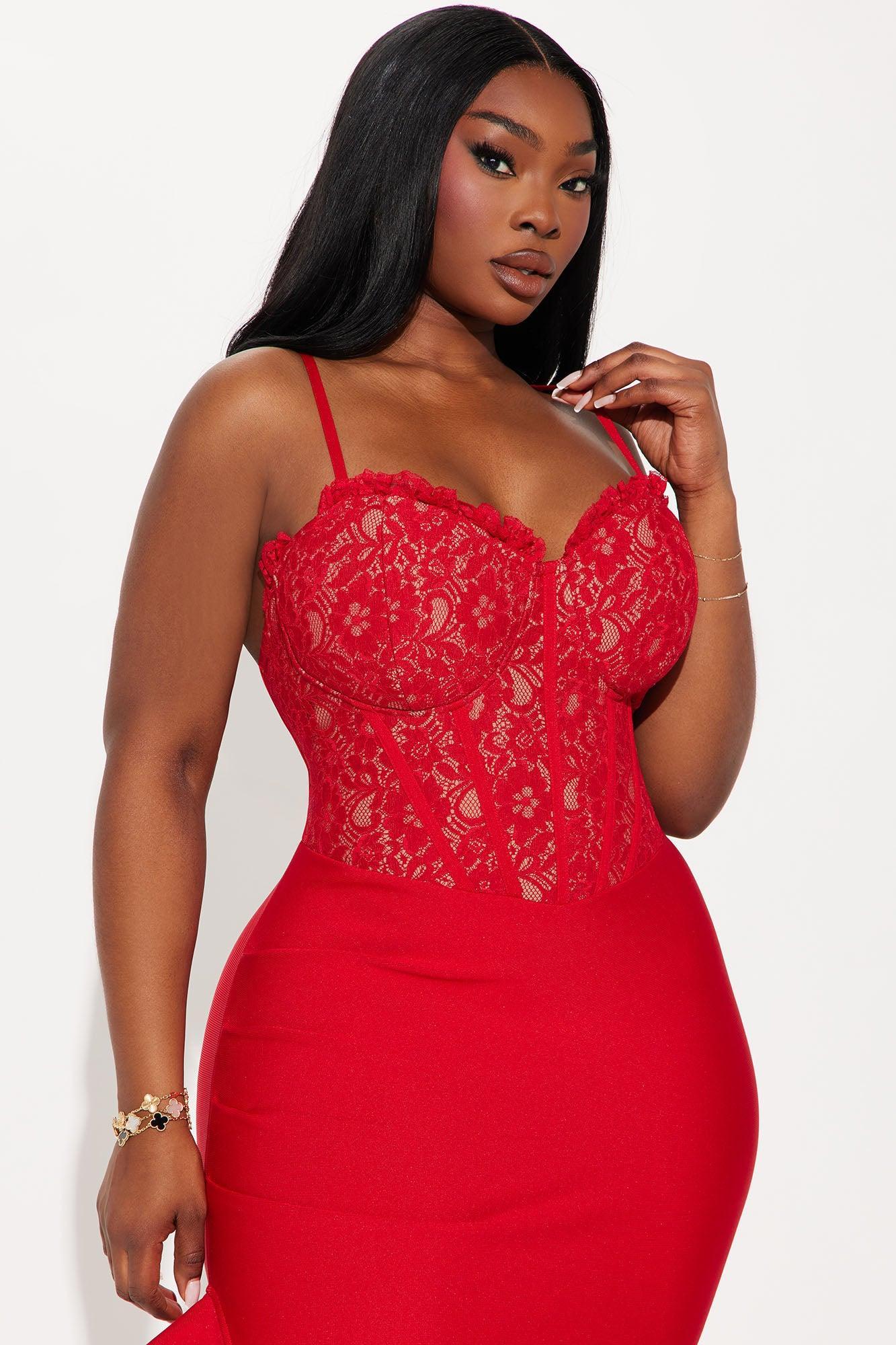 Marlena Corset Bandage Midi Dress - Red Product Image