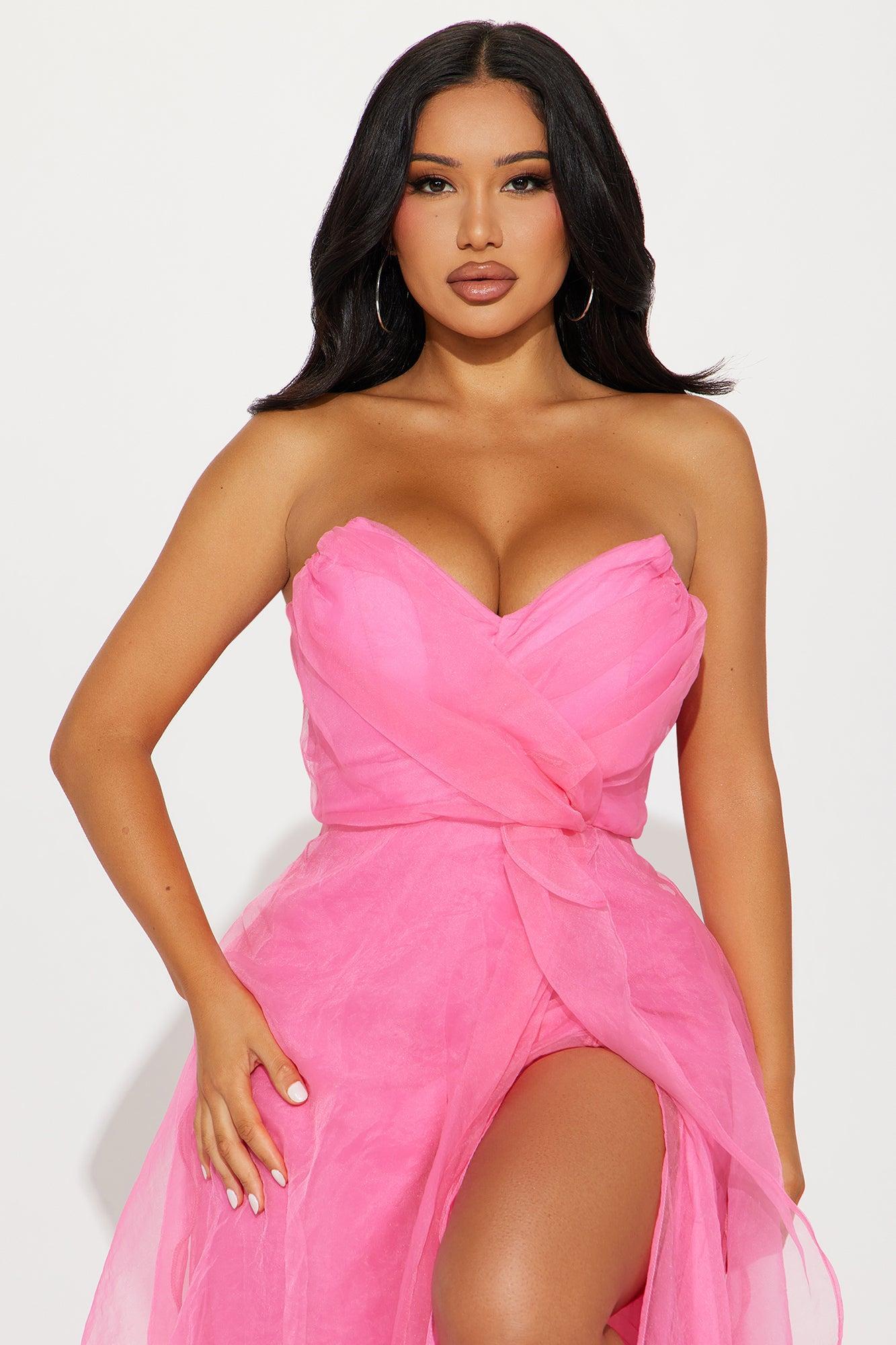 Evelyn Taffeta Gown - Hot Pink Product Image