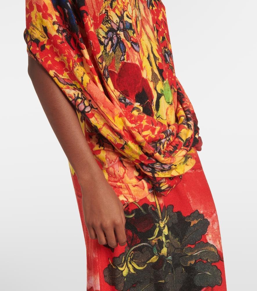 JW ANDERSON Asymmetric Draped Wool-blend Maxi Dress In Red Product Image