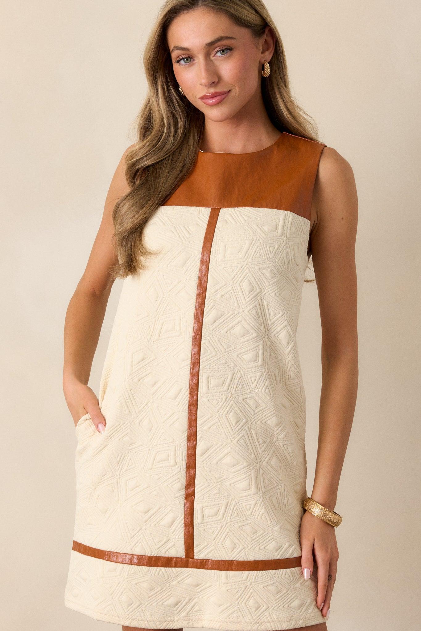 Song Of The Leaves Ivory Shift Mini Dress Product Image