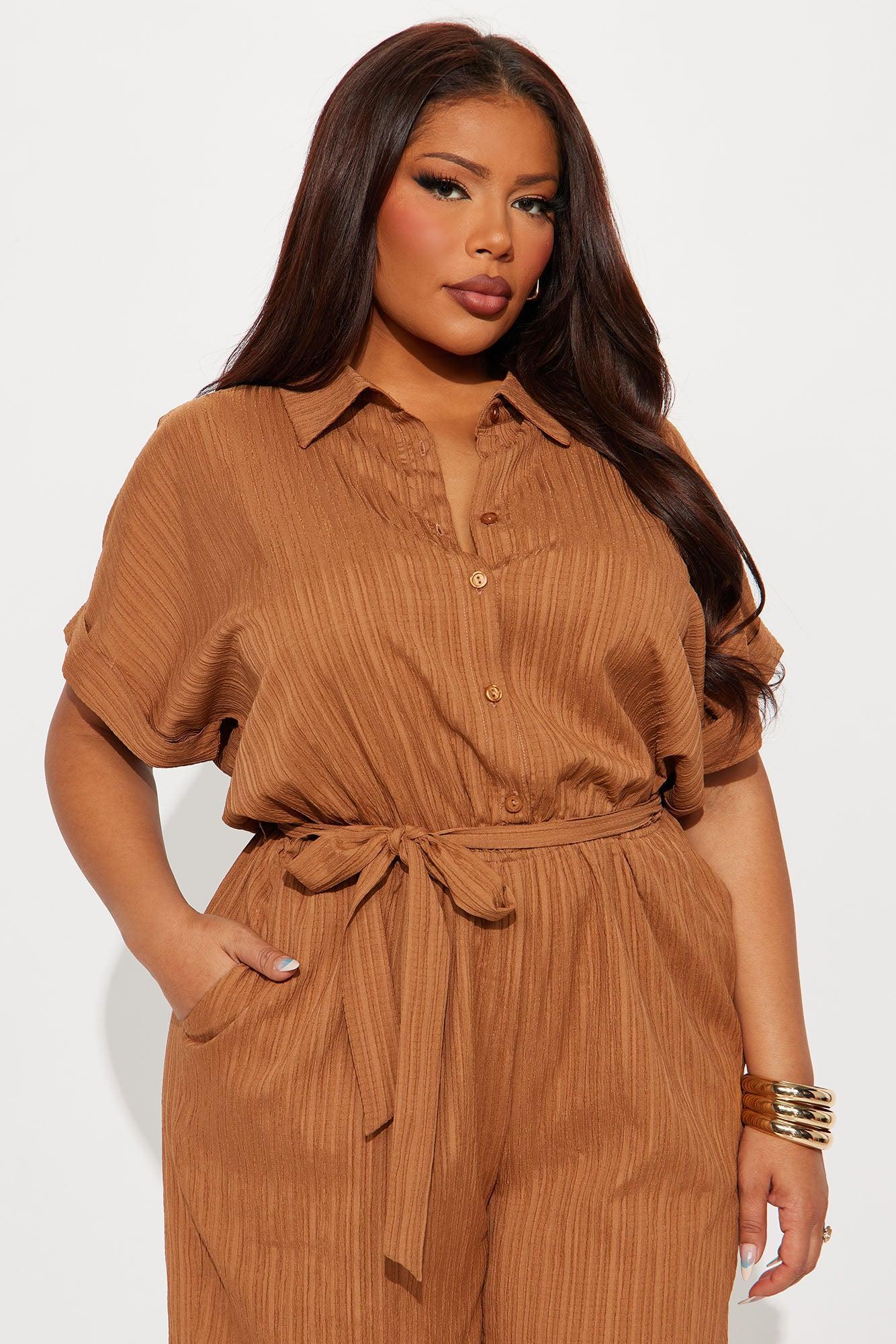 Pamela Collared Jumpsuit - Brown Product Image