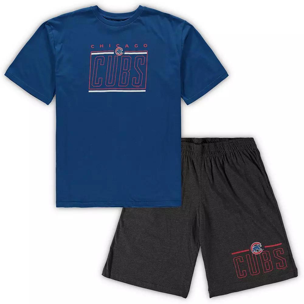 Men's Concepts Sport Royal/Heathered Charcoal Chicago Cubs Big & Tall T-Shirt & Shorts Sleep Set, Size: 3XB, Blue Product Image